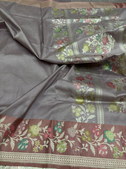 Banarasi Katan Silk Saree with Satin Kadhiyal Tilfi Border