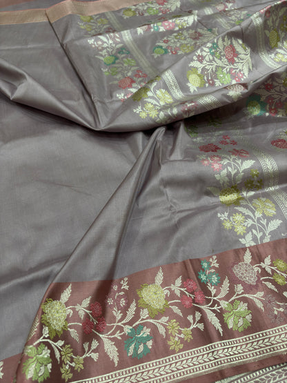 Banarasi Katan Silk Saree with Satin Kadhiyal Tilfi Border