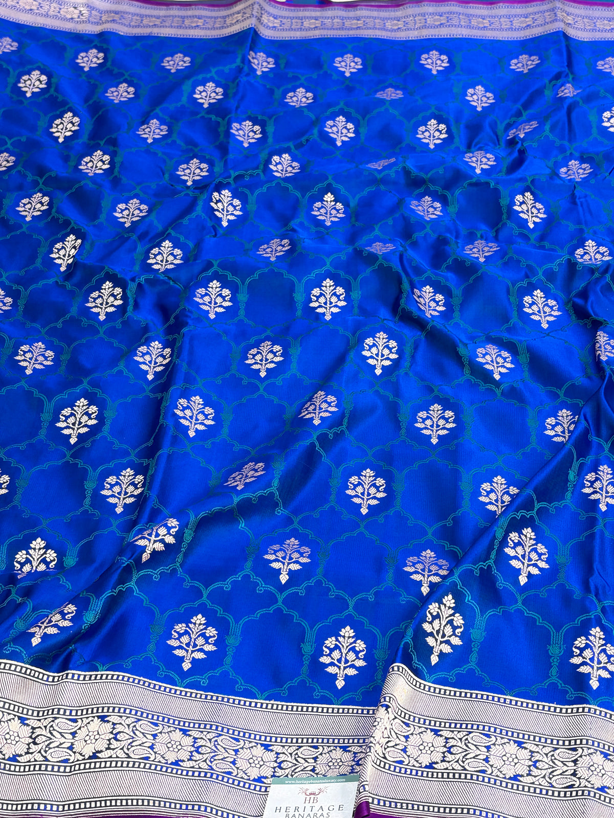 Royal Blue Handwoven Pure Banarasi Satin Silk Saree