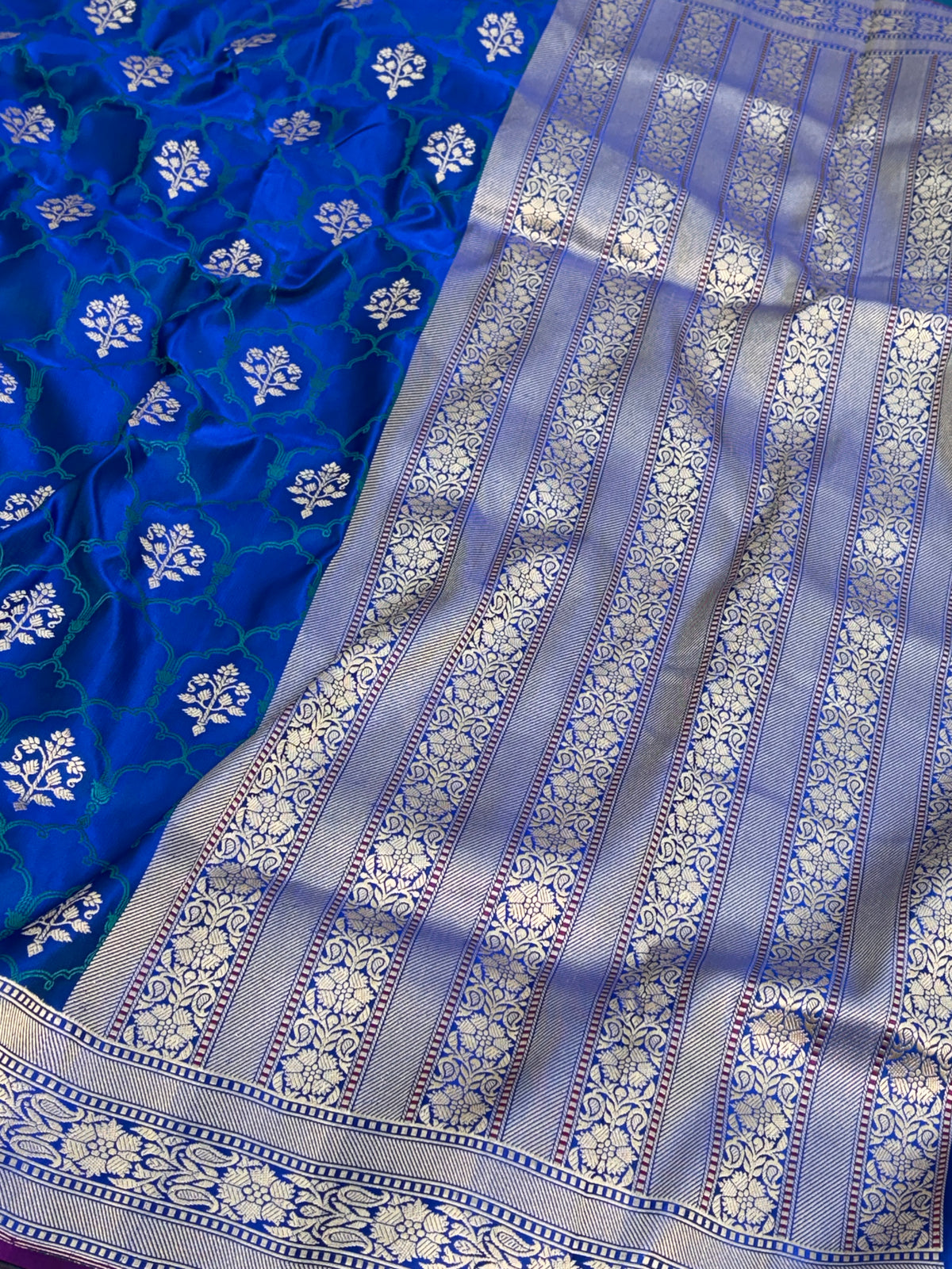 Royal Blue Handwoven Pure Banarasi Satin Silk Saree