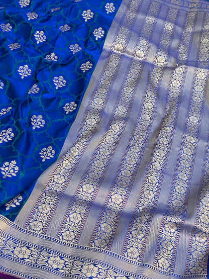 Royal Blue Handwoven Pure Banarasi Satin Silk Saree