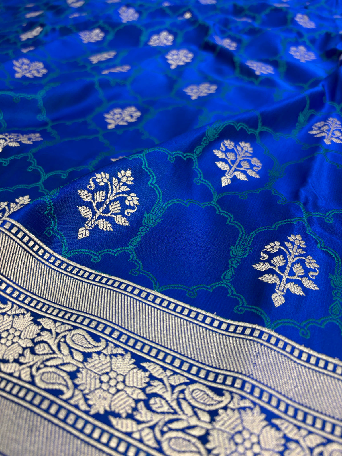 Royal Blue Handwoven Pure Banarasi Satin Silk Saree