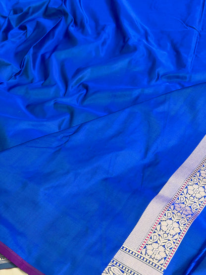 Royal Blue Handwoven Pure Banarasi Satin Silk Saree