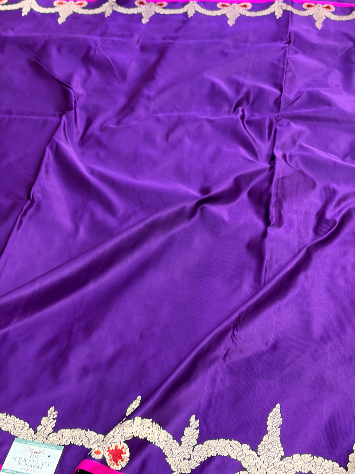 Purple Handwoven Pure Banarasi Satin Silk Saree