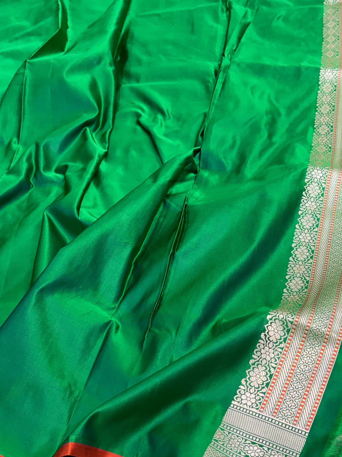 Peacock Blue Handwoven Pure Banarasi Satin Silk Saree