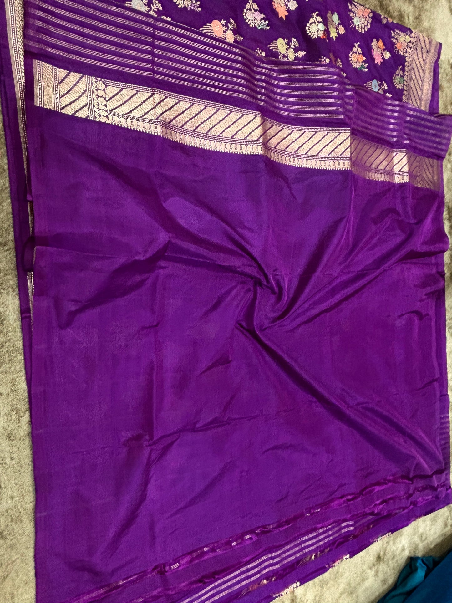 Purple Traditional Banarasi Pure Katan Silk Saree with Tilfi Buta Jaal