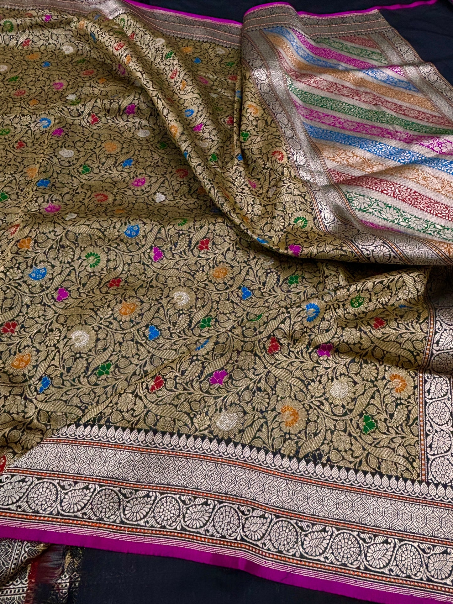 Banarasi Real Khimkhab Handloom Saree with Meenakari Work