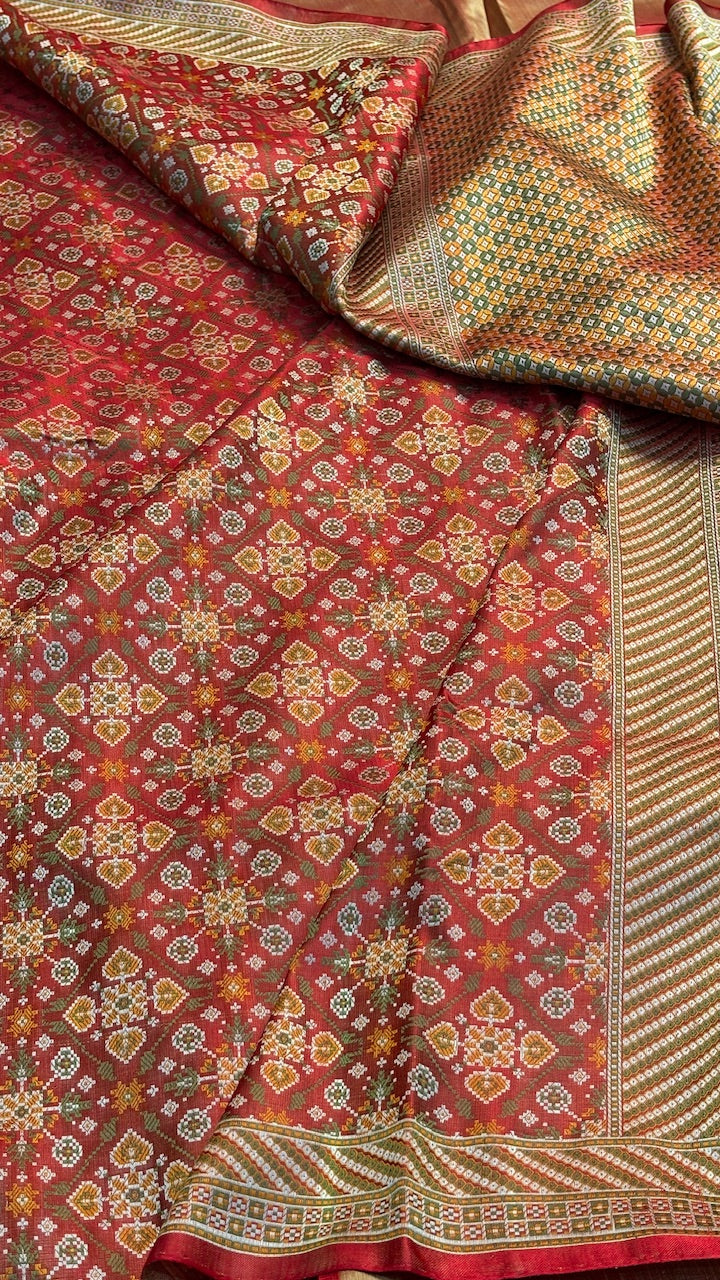 Maroon Pure Satin Silk Jamawar Handwoven Banarasi Saree