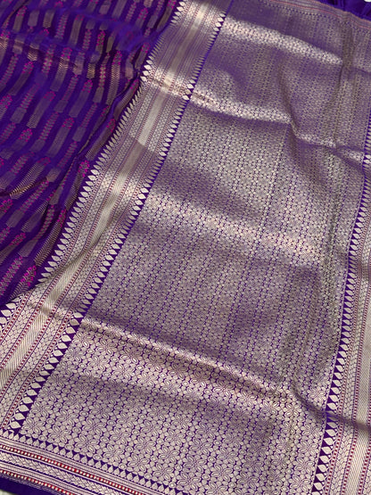 Purple Handwoven Pure Banarasi Satin Silk Saree