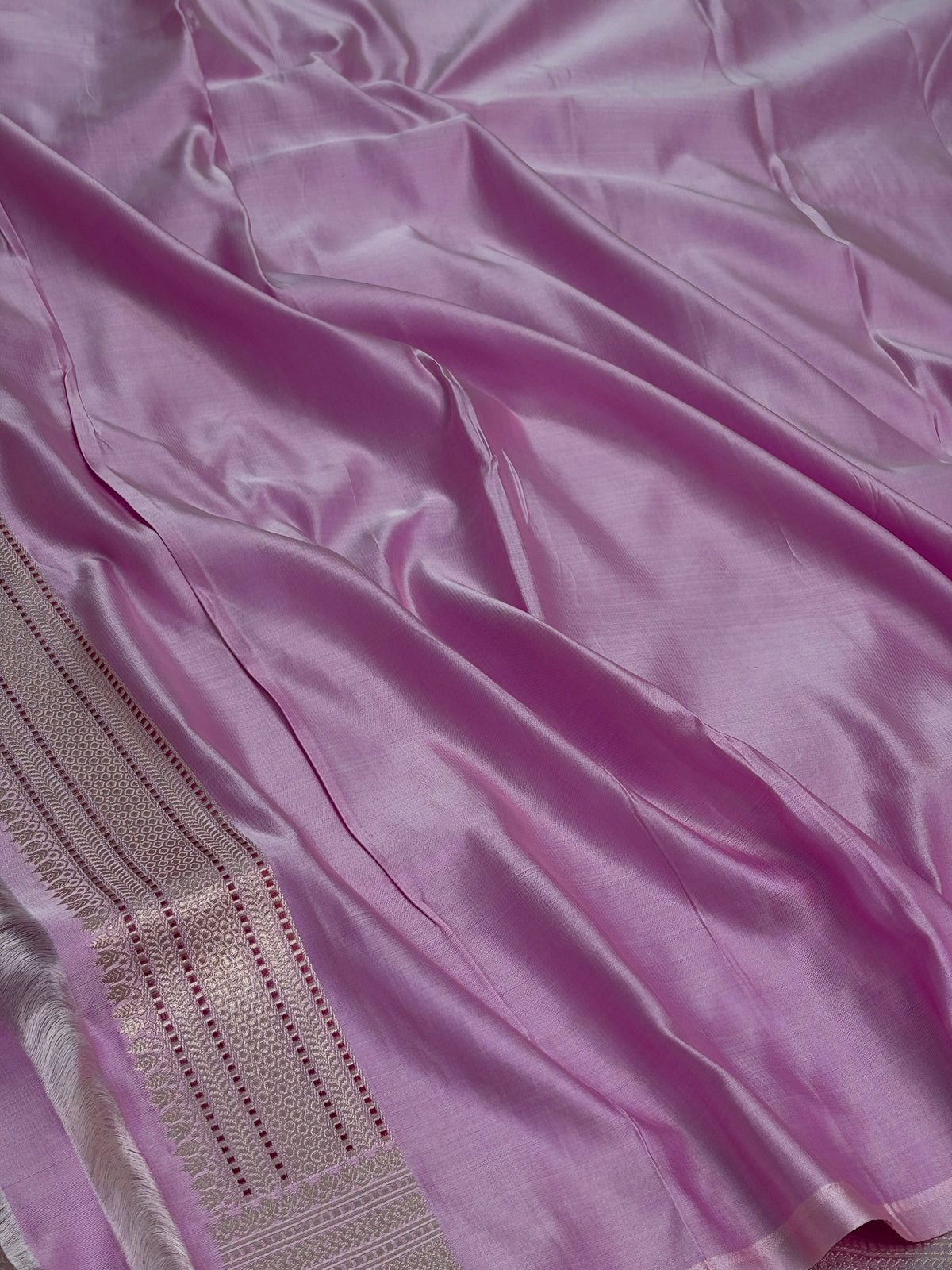 Pastel Pink Handwoven Pure Banarasi Satin Tanchoi Saree