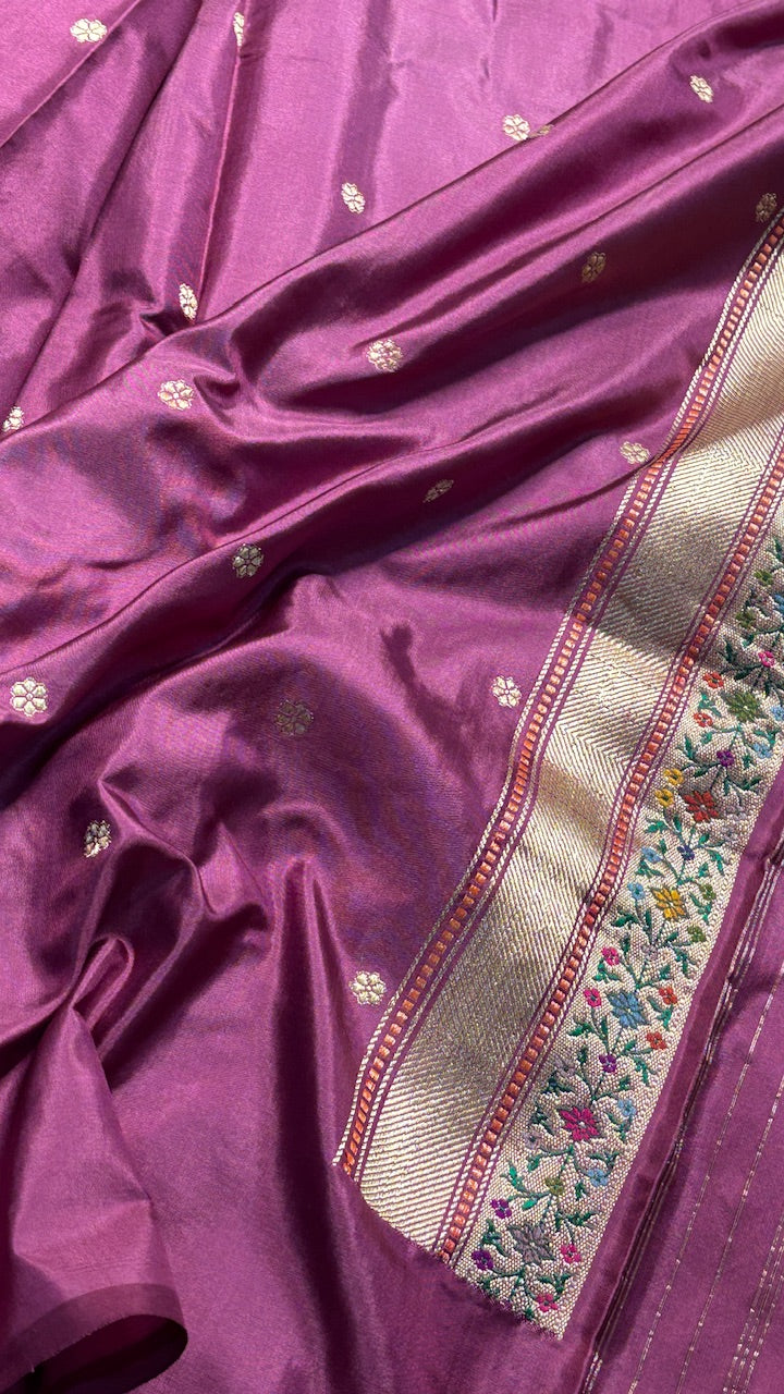 Royal Purple Banarasi Katan Silk Handwoven Saree