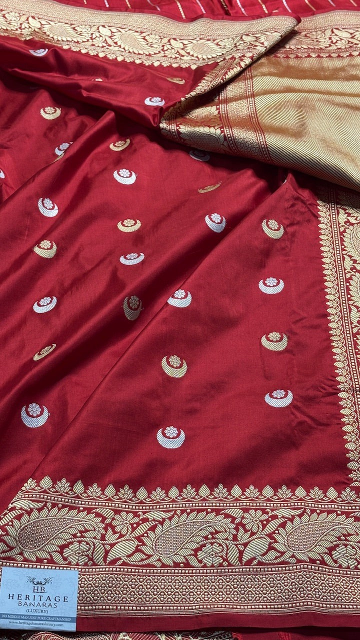 Red Banarasi Katan Silk Handwoven Saree