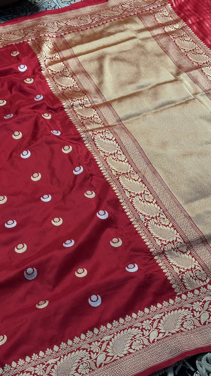 Red Banarasi Katan Silk Handwoven Saree