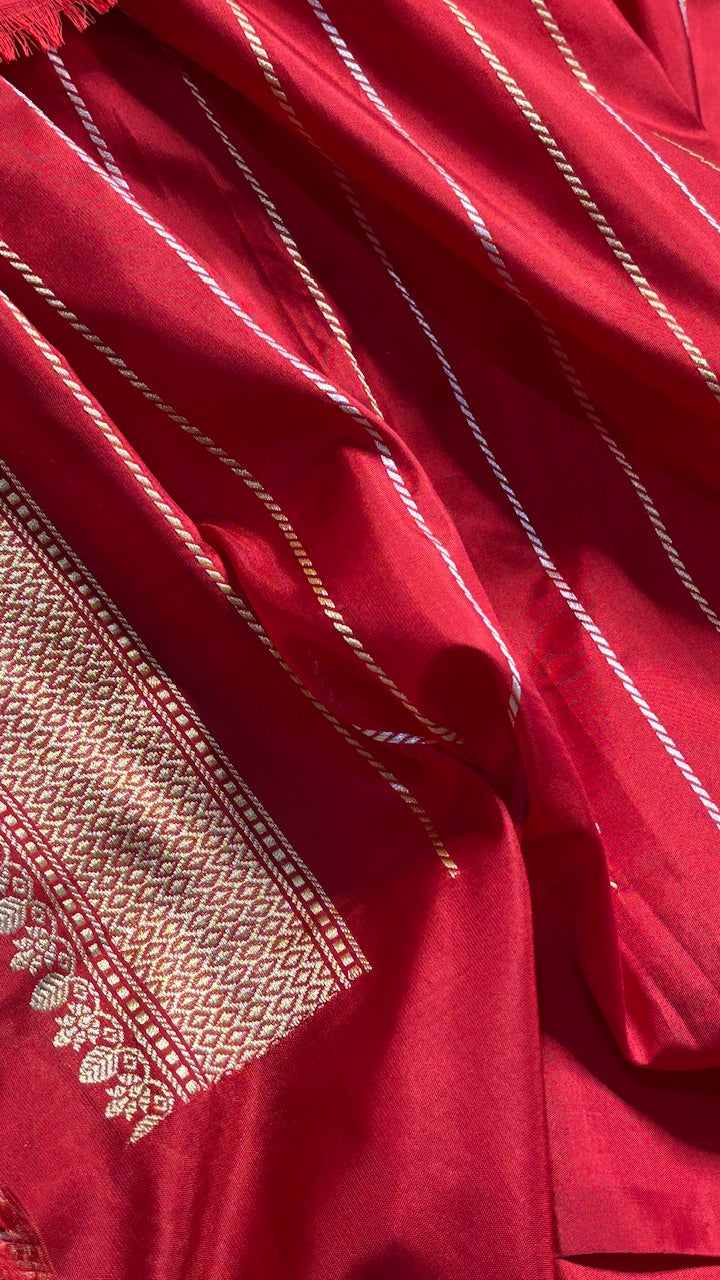 Red Banarasi Katan Silk Handwoven Saree