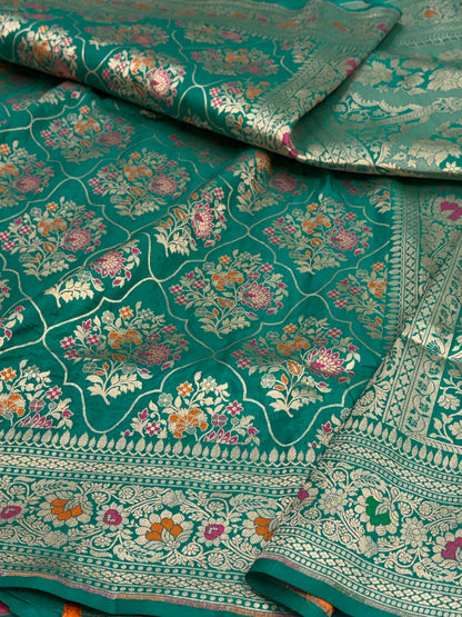 Green Pure Banarasi Katan Silk Saree