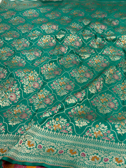 Green Pure Banarasi Katan Silk Saree