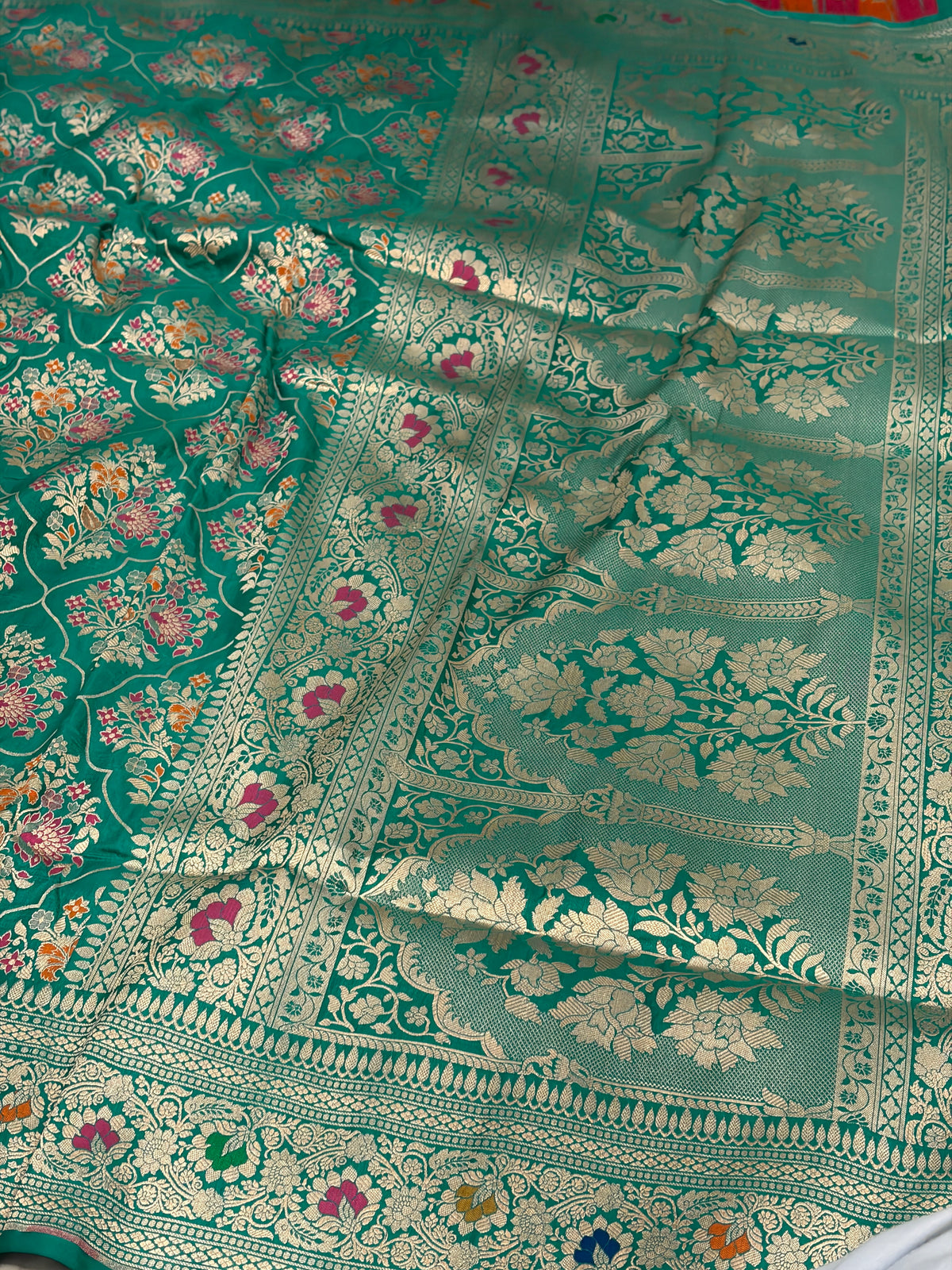 Green Pure Banarasi Katan Silk Saree
