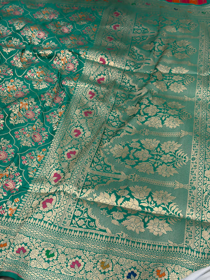 Green Pure Banarasi Katan Silk Saree