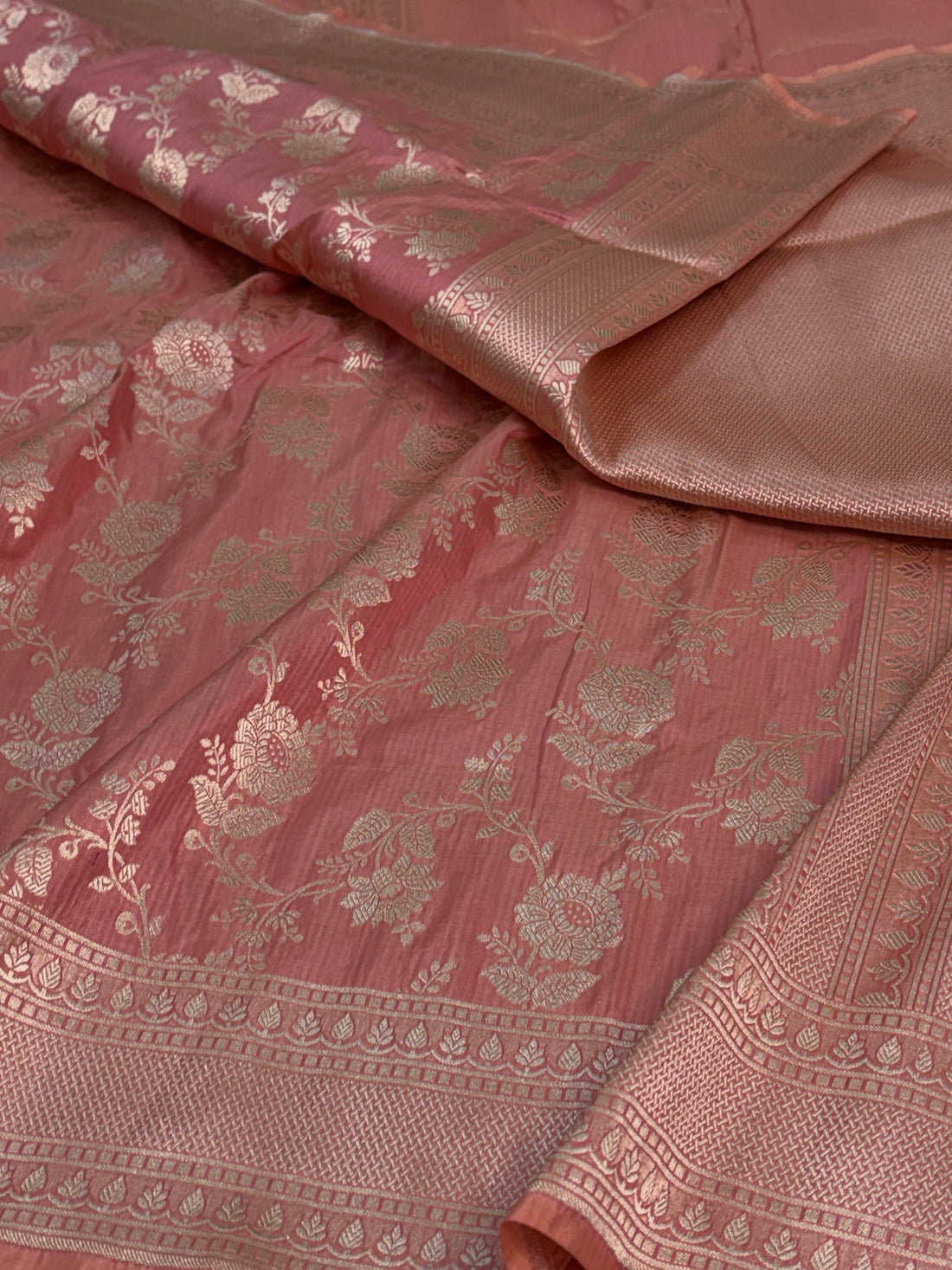 Peach Pure Banarasi Katan Silk Saree