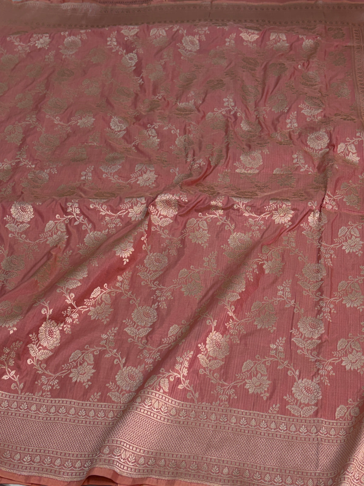 Peach Pure Banarasi Katan Silk Saree