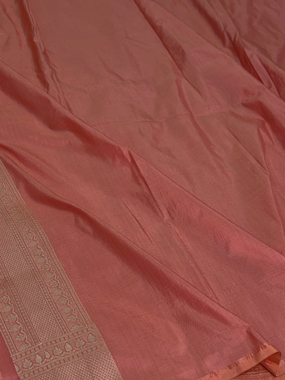 Peach Pure Banarasi Katan Silk Saree