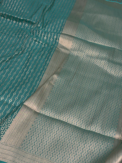 Sea Green Banarasi Katan Silk Saree