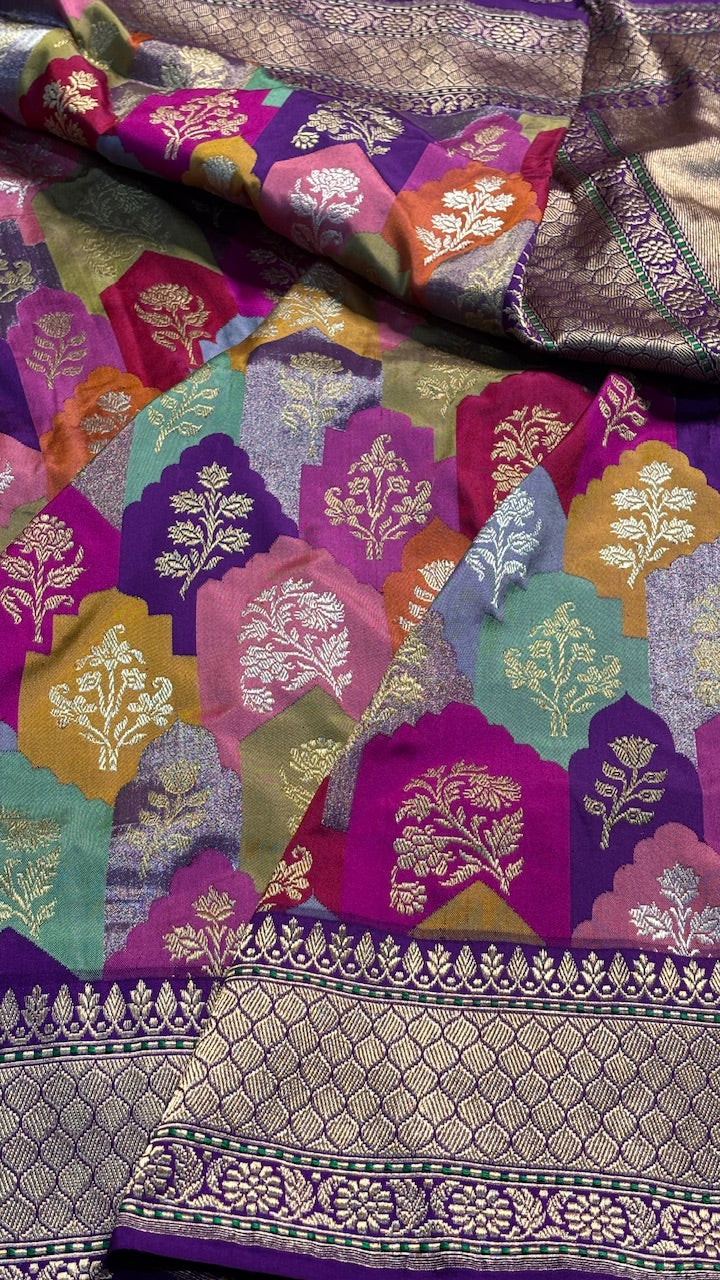 Purple Banarasi Rangkaat Silk Handwoven Saree