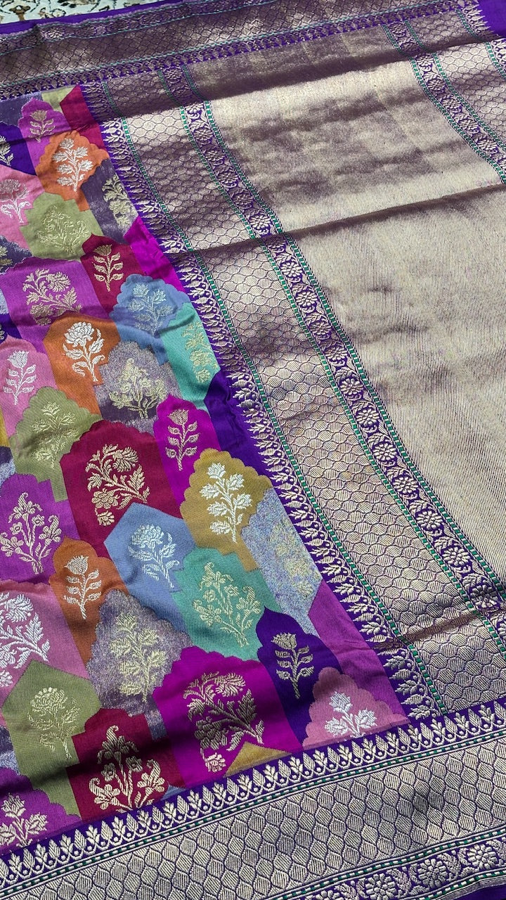 Purple Banarasi Rangkaat Silk Handwoven Saree