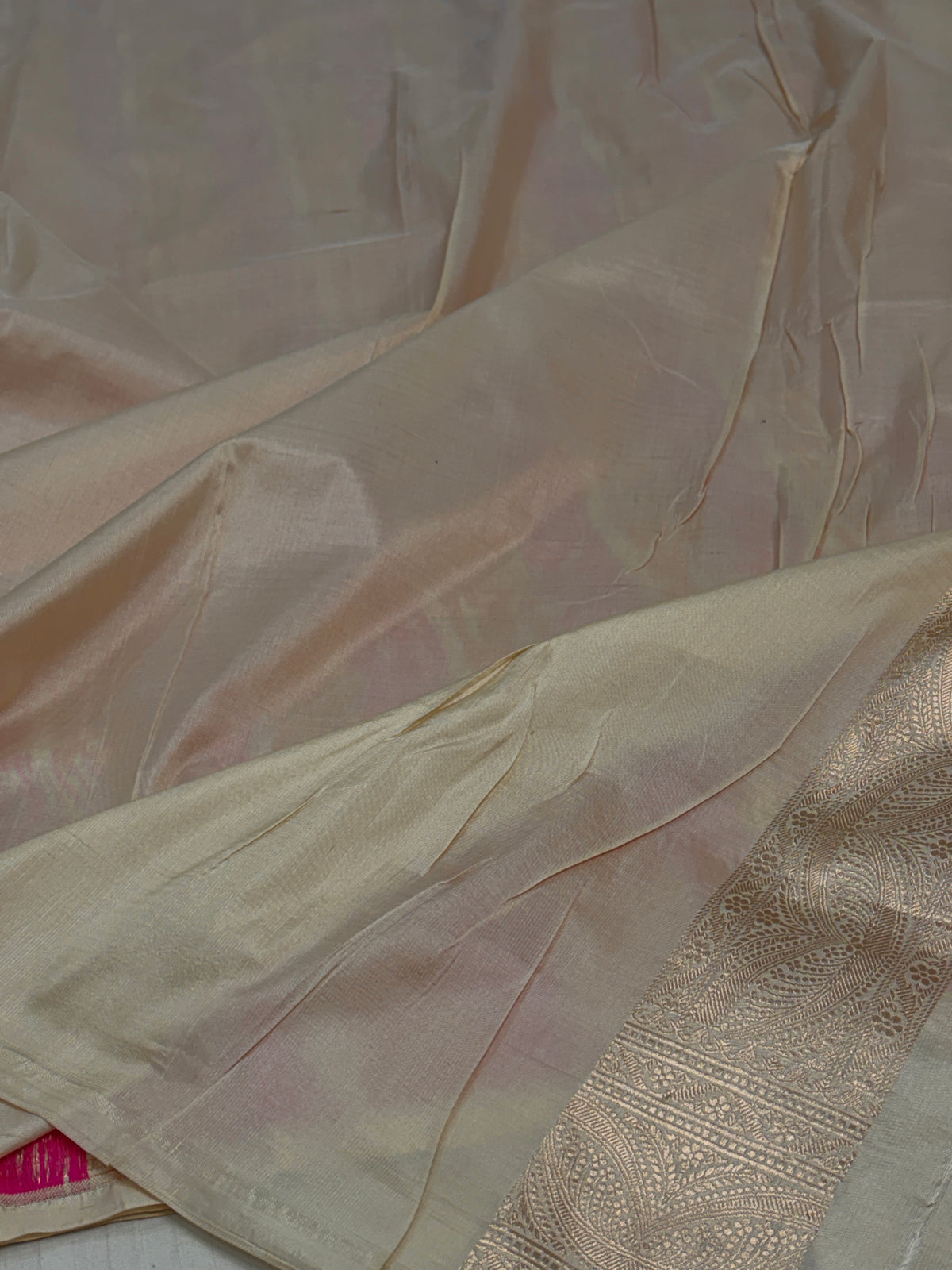 Ivory Pure Banarasi Katan Silk Saree