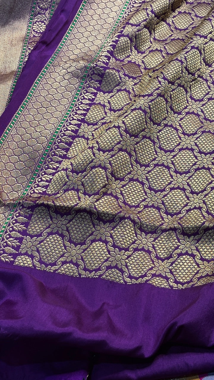 Purple Banarasi Rangkaat Silk Handwoven Saree