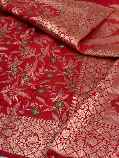 Red Pure Banarasi Katan Silk Saree