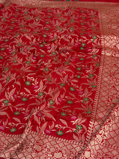 Red Pure Banarasi Katan Silk Saree
