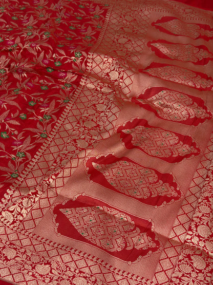 Red Pure Banarasi Katan Silk Saree