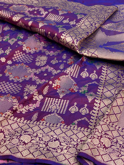 Purple Pure Banarasi Katan Silk Saree