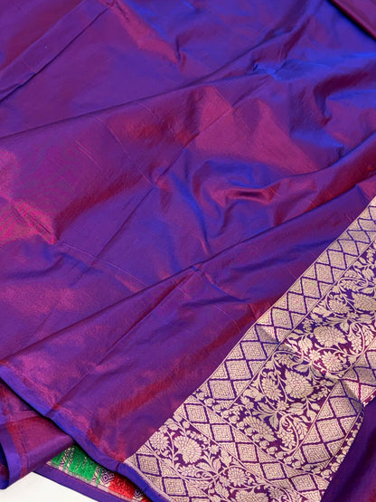 Purple Pure Banarasi Katan Silk Saree