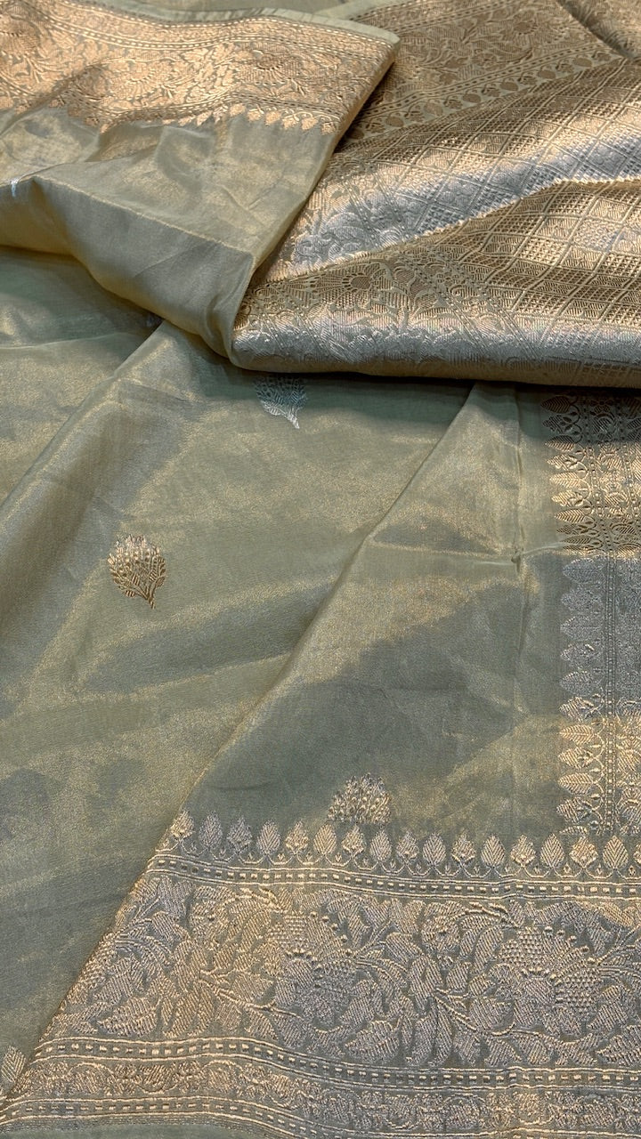 Champagne Gold Tissue Banarasi Silk Handwoven Saree