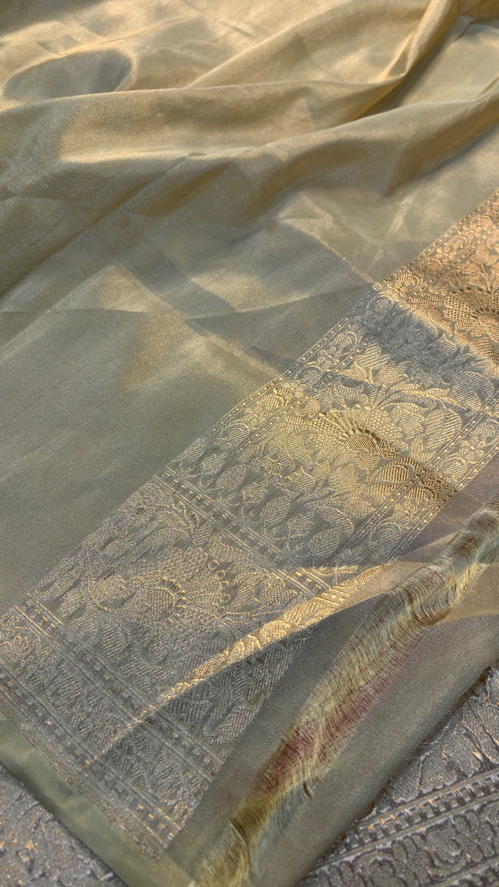 Champagne Gold Tissue Banarasi Silk Handwoven Saree