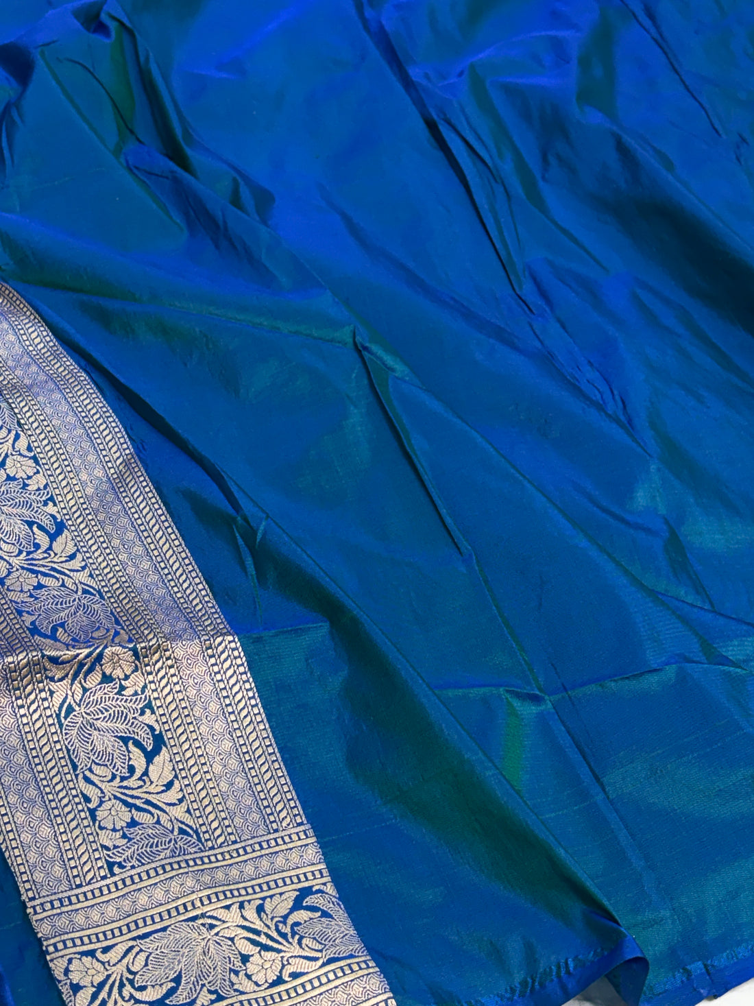 Peacock Blue Pure Banarasi Katan Silk Saree