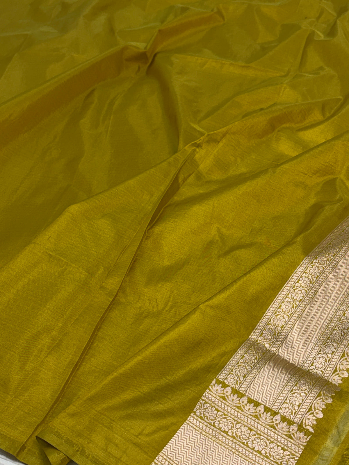 Lemon Yellow Pure Banarasi Katan Silk Saree