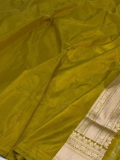Lemon Yellow Pure Banarasi Katan Silk Saree