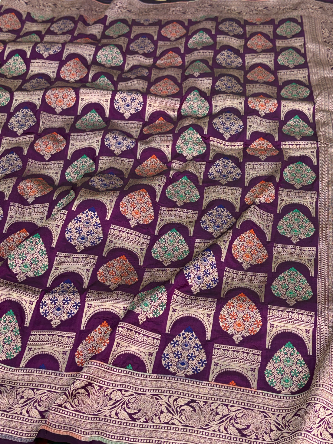 Wine Pure Banarasi Katan Silk Saree