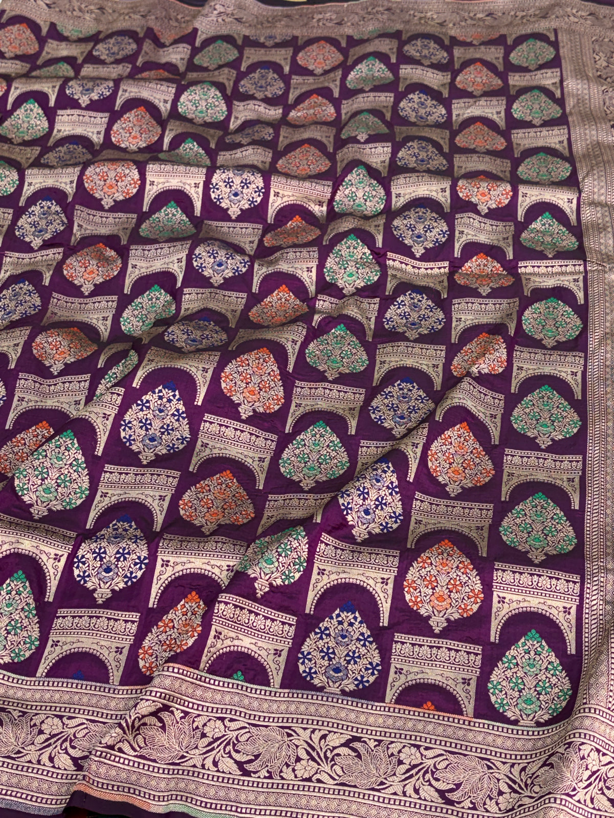 Wine Pure Banarasi Katan Silk Saree