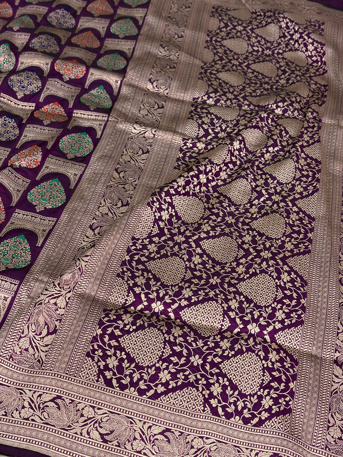 Wine Pure Banarasi Katan Silk Saree