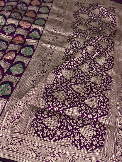 Wine Pure Banarasi Katan Silk Saree