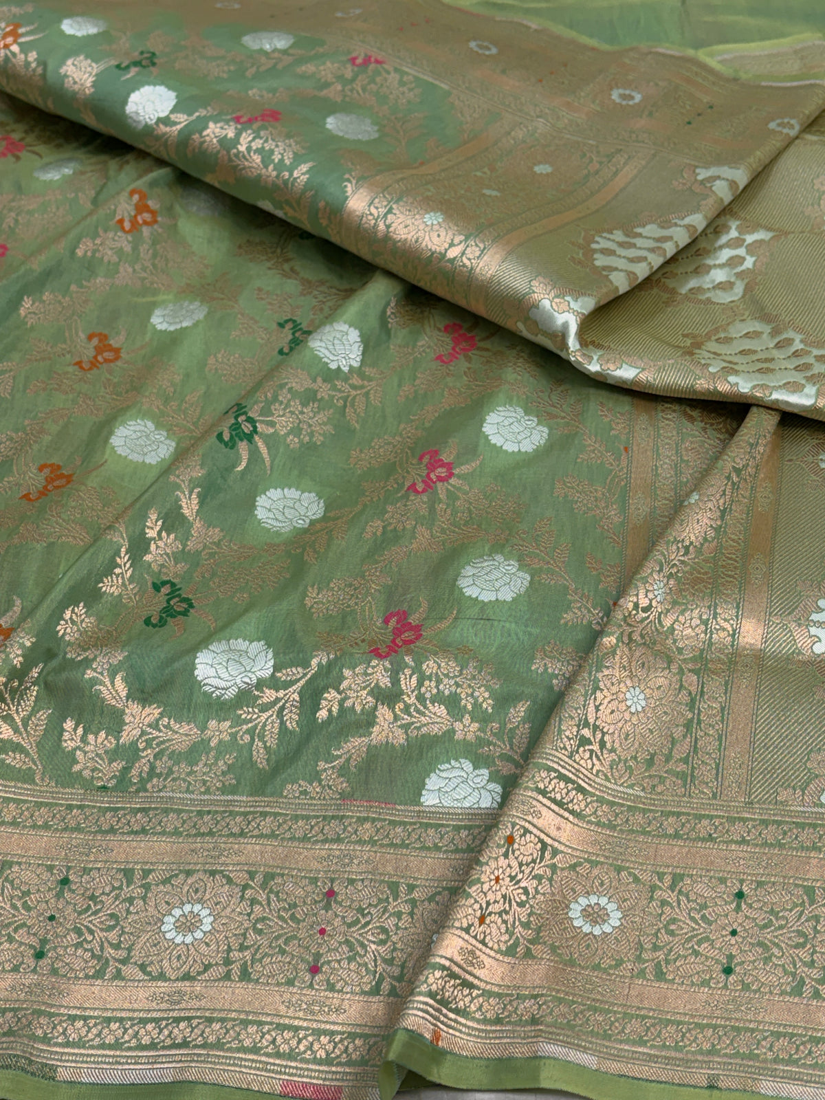 Sea Green Pure Banarasi Katan Silk Saree