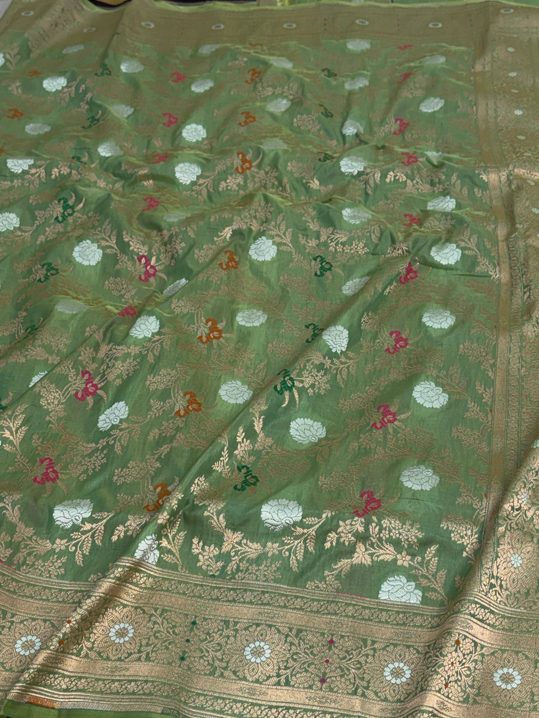 Sea Green Pure Banarasi Katan Silk Saree