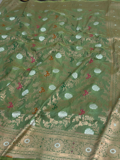 Sea Green Pure Banarasi Katan Silk Saree