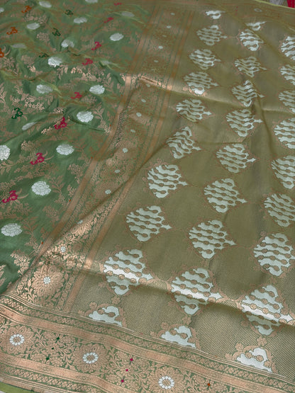 Sea Green Pure Banarasi Katan Silk Saree