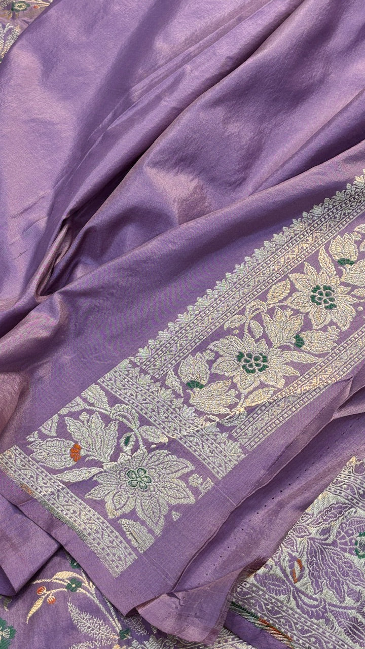 Dusty Violet Pure Meenakari Banarasi Katan Silk Saree