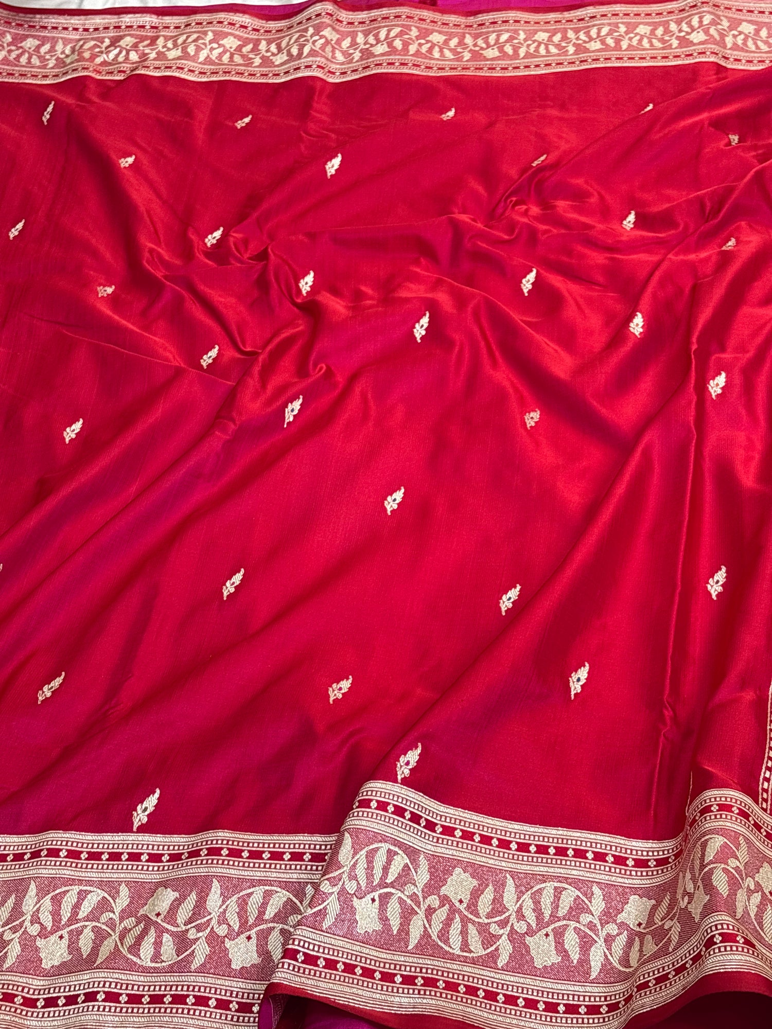 Reddish-Peach Handwoven Banarasi Satin Silk Saree